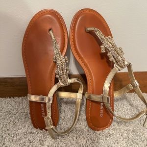 Gianni Bini gold alligator sandals
